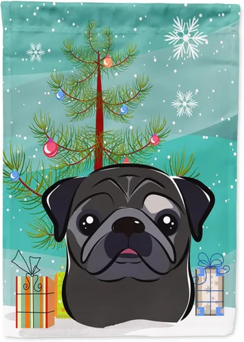 Miniatura 20 de Caroline's Treasures BB1622CHF - Bandera de casa Shih Tzu con árbol de Navidad y gris plateado para porche, grande, para colgar en la pared
