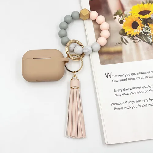 Miniatura 6 de Koujaon Funda de silicona suave compatible con Airpods Pro con llavero de pulsera para Apple Airpod Pro de 1ª generación, funda para mujer