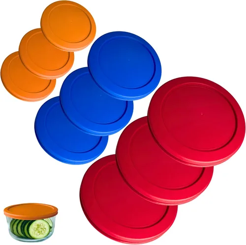 Miniatura 21 de Tapas/Cubiertas de repuesto naranja, azul, rojo de 2, 4 y 7 tazas para cuencos de almacenamiento Pyrex, Anchor Hocking y KlareWare *Solo tapas