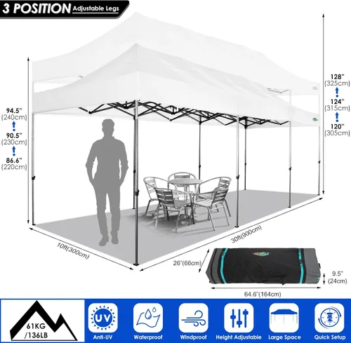 Miniatura 29 de COBIZI Tienda de campaña desplegable de 6.6 x 6.6 pies, toldo resistente, fácil de instalar, impermeable, para exteriores, fiestas, playa, jardín