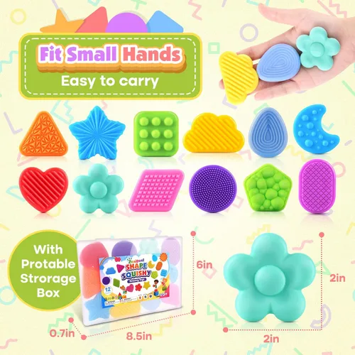 Miniatura 6 de Juguetes Sensoriales Esponjosos para Niños Pequeños: 12 Piezas Súper Suaves y Texturizadas Fidget Sensorial para Niños Autistas con Necesidades