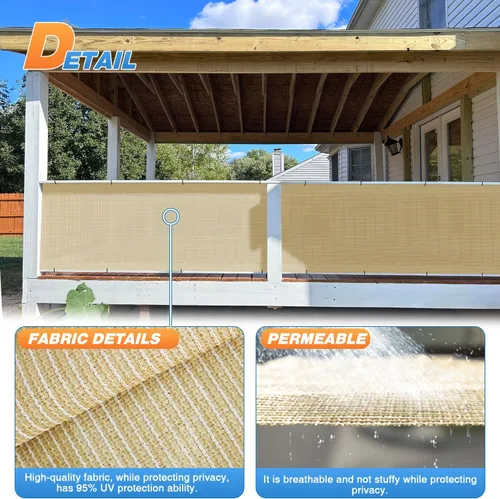 Miniatura 4 de TANG Rollo de tela para sombra solar, 8 x 50 pies, tela de sombra para jardín, color beige, malla de HDPE, cubierta de pérgola, toldo de repuesto