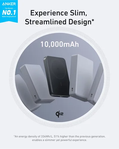 Miniatura 2 de Anker MagGo Power Bank, batería magnética ultradelgada de 10,000 mAh, con certificación Qi2 de 15 W, cargador portátil ultra rápido compatible