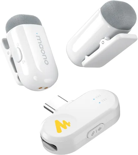Miniatura 11 de MAONO Wave T1 Mini micrófono inalámbrico Lavalier para iPhone/Android, cancelación de ruido, filtro de voz AI, 30 horas utilizado con estuche