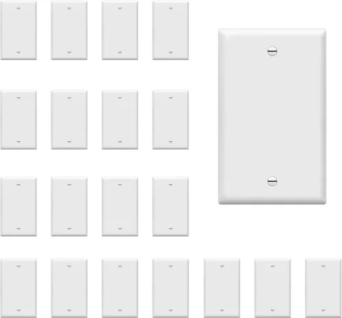 Miniatura 22 de ENERLITES - Placas para pared de dispositivo en blanco, acabado brillante, cubiertas de salida en blanco de tamaño mediano, 1 banda, 4.88 x 3.11