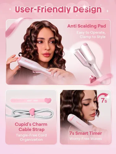 Miniatura 6 de SHEGLAM Ondulador de cabello ondulado de playa (rosa, 0.75 pulgadas)