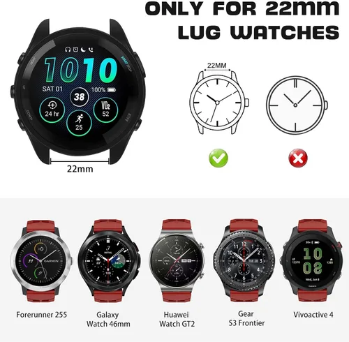 Miniatura 3 de ISABAKE Compatible con Garmin Vivoactive 4/Venu 2/Forerunner 255 265 Bandas, correa de silicona deportiva para Samsung Galaxy Watch 3 1.772 Rojo