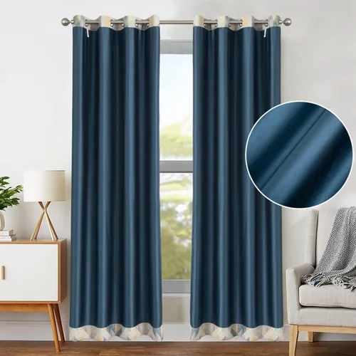 Miniatura 8 de VOGOL Juego de 2 paneles de cortinas 100% opacas, patrón geométrico, aislamiento térmico, cortinas de privacidad para dormitorio, sala de estar