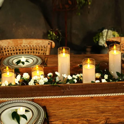 Miniatura 9 de Homemory Velas parpadeantes sin llama de color blanco puro, velas LED acrílicas con control remoto y temporizador, juego de 5