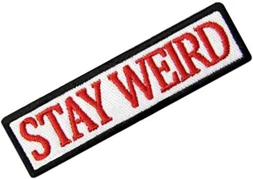 Miniatura 6 de Parche Stay Weird - Parche bordado - Parche para planchar / coser - Parches para ropa, mochila, chaquetas, gorras, etc. (blanco)