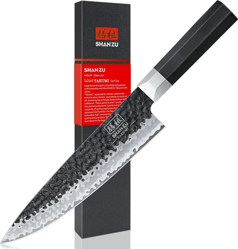 Miniatura 8 de SHAN ZU Juego de Cuchillos Japoneses de 7 Piezas - 7 Capas 10Cr15MoV Juego de Cuchillos de Cocina de Acero con Alto Contenido de Carbono con Bloque