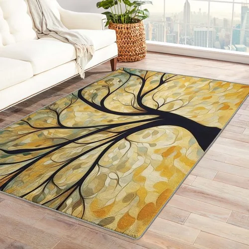 Miniatura 9 de Alfombras lavables para entrada, sala de estar, dormitorio, alfombra de hojas y decoración del hogar, alfombra de área de hojas verdes de 2 x 3