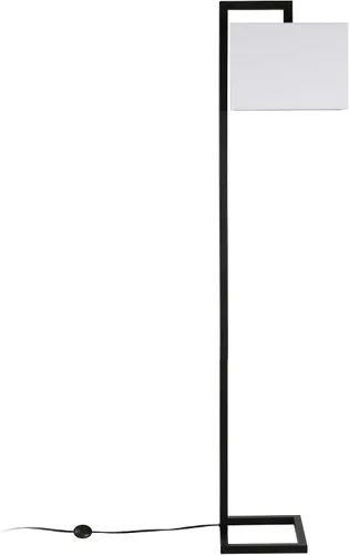 Miniatura 3 de Henn&Hart 68" Traditional 1-Light Floor Lamp with White Fabric Rectangle Shade for Living Room, Bedroom, or Office, Black