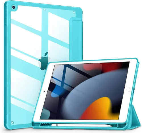 Miniatura 19 de VIKESI - Funda para iPad de 9ª / 8ª / 7ª generación de 10.2 pulgadas (lanzada en 2021/2020/2019), parte trasera transparente, cubierta de marco