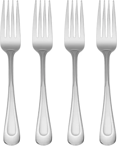 Oneida Sand Dune juego de tenedores de cena diarios satinados, juego de 4, acero inoxidable 18/0, juego de cubiertos, apto para lavavajillas