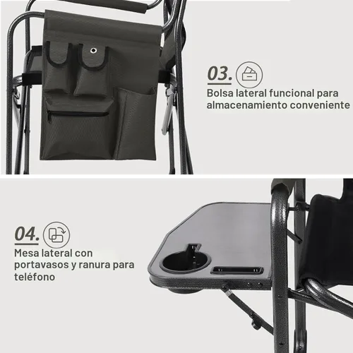 Miniatura 5 de EVER ADVANCED Sillas de director plegables ligeras para exteriores, silla de camping de aluminio con mesa auxiliar y bolsa de almacenamiento, Verde