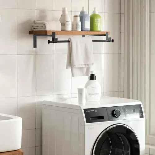 Miniatura 6 de OVOV Soportes de Barra de Armario Resistentes de 8 Pulgadas Soportes de Estante de Armario con Portabarra Negro Soportes de Barra de Armario