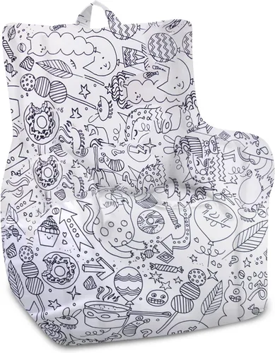 Miniatura 178 de Posh Beanbags - Sillón puff grande, 38 pulgadas, color azul rey sólido Nylon suave - Azul real