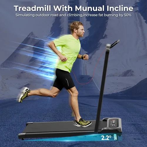 Miniatura 3 de SubSun Foldable Treadmill for Home, Portable Walking Pad with Handle, Manuall/Auto/No Incline, 2.5HP Treadmill with 265 Lbs, Black/White Negro