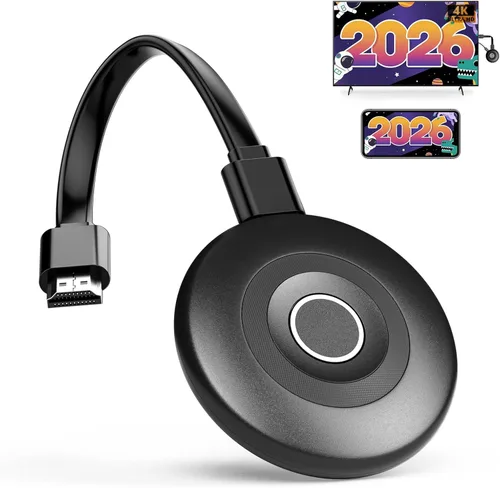 Adaptador de pantalla inalámbrico 4K actualizado 2026, Plug & Play, HDMI Dongle 5G+2.4G Wireless Screen Mirroring Cast desde smartphone, tableta,