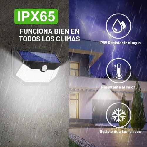 Miniatura 3 de HMCITY Luces solares para exteriores, 120 LED con 3 modos de iluminación, luces de pared con sensor de movimiento, IP65, impermeable, alimentadas
