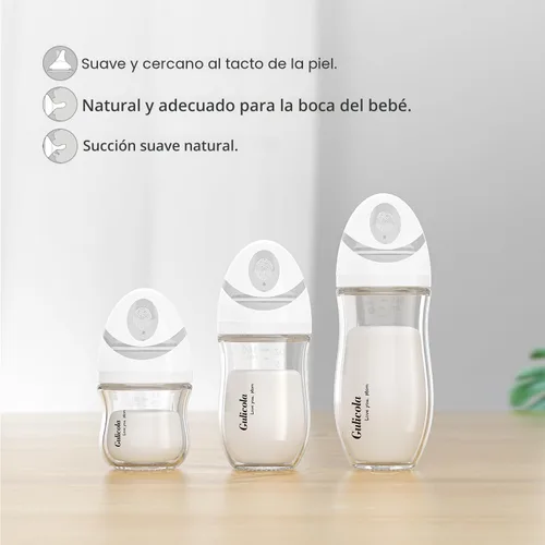 Miniatura 2 de Gulicola Biberón de vidrio natural de 8 onzas para bebés amamantados, juego de biberones anticólicos con pezón de flujo medio, 3 meses +, paquete