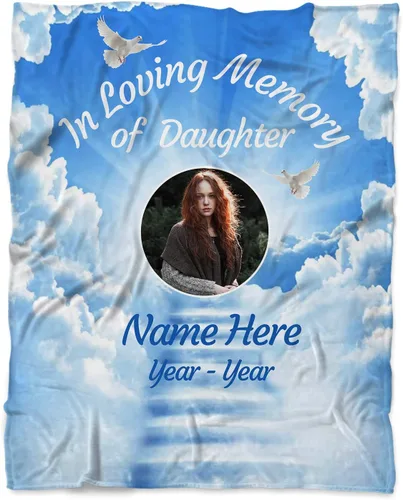 In Loving Memory of Your Family Member or Friend, manta personalizada con nombre y foto, manta conmemorativa Memorial Pérdida de Amor Aniversario