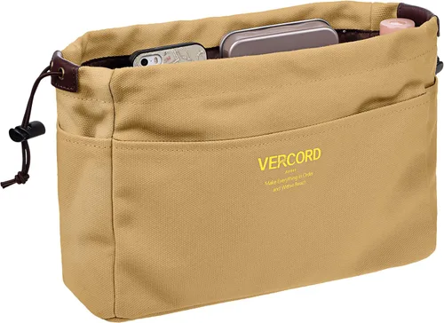 Vercord - Organizador de bolso de lona resistente con compartimientos, 10 bolsillos, 7 colores, 2 tamaños