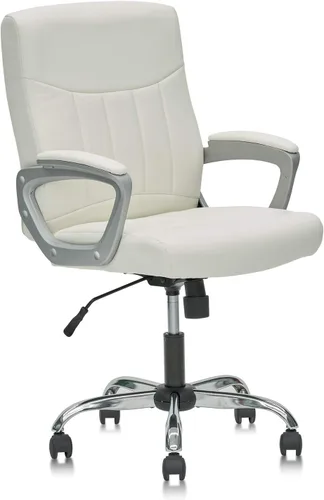 Miniatura 8 de CLATINA Silla ejecutiva de oficina de cuero, silla de escritorio de computadora con respaldo medio con soporte lumbar y reposabrazos acolchados
