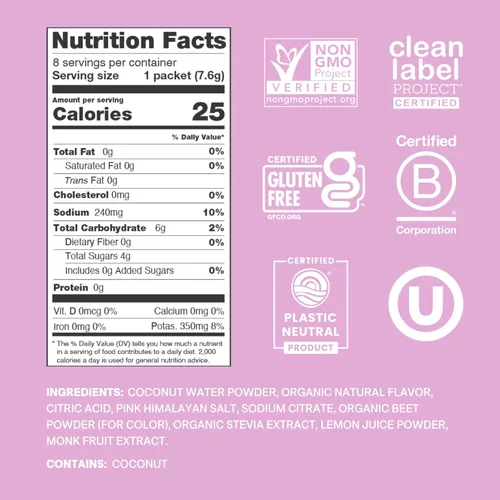 Miniatura 2 de Cure Hydration Mezcla de bebida con electrolitos a base de plantas Sin azúcar añadido Alivio de la deshidratación Polvo de agua de coco