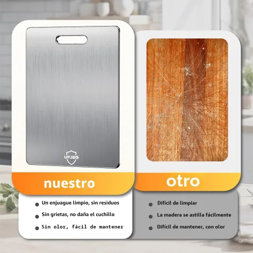 Miniatura 3 de Tabla de cortar de titanio, 3 tablas de cortar de titanio para cocina, no tóxica, tabla de cortar de doble cara de grado alimenticio para acampar al