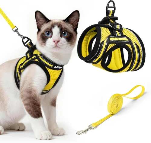 Miniatura 29 de rabbitgoo Juego de arnés y correa para gatos para caminar a prueba de escape, chaleco suave ajustable para gatitos con tira reflectante para gatos