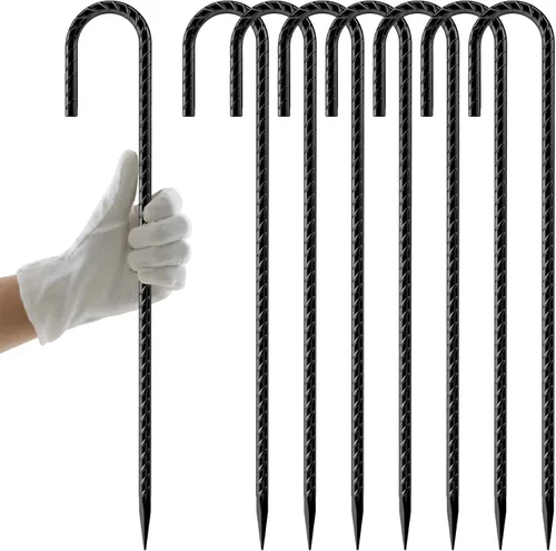 Miniatura 25 de AAGUT Estacas de Refuerzo de 16 pulgadas (34 piezas) Anclajes de Tierra Resistentes de 3/8" Estacas de Jardín de Acero Estacas de Metal Rectas