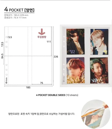 Miniatura 2 de Fundas de bolsillo transparentes A5 (10 páginas), páginas de repuesto para álbum de fotos para carpeta de 6 anillas (anchas), doble cara, 4
