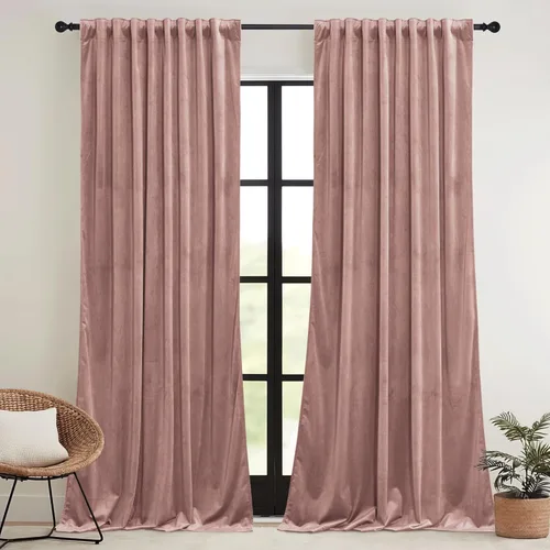 Miniatura 45 de RYB HOME Cortinas elegantes de terciopelo verde de 108 pulgadas de largo, bloqueo de luz, aislamiento térmico, elegantes cortinas de terciopelo