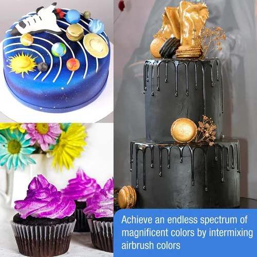Miniatura 6 de U.S. Cake Supply Juego de colores para tartas de aerógrafo, los 12 colores más populares en botellas de 0.64 onzas líquidas (0.6 fl oz) fabricadas