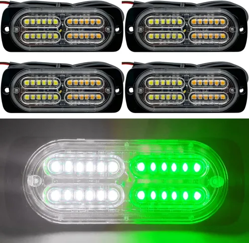 Miniatura 11 de Barra de luz estroboscópica ámbar impermeable de 12-24 V, 20 LED, con 32 intermitentes diferentes para automóvil, camión, SUV, camioneta, 4