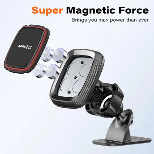 Miniatura 5 de APPS2Car Soporte magnético para teléfono para automóvil, soporte magnético para tablero de instrumentos, rotación de 360° con fuerte adhesivo VHB