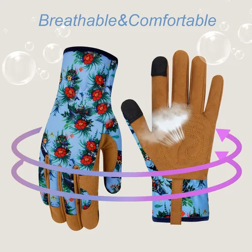 Miniatura 4 de Guantes de Jardinería de Cuero MERTURN para Mujeres, Guantes de Jardín a Prueba de Espinas, Guantes de Trabajo Compatibles con Pantalla Táctil