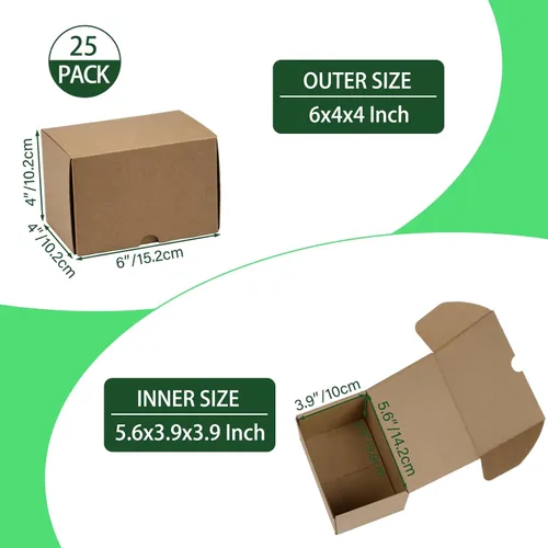 Miniatura 2 de Juego de 25 cajas de envío de 6 x 4 x 4 pulgadas, cajas de cartón corrugado marrón para embalaje de pequeñas empresas