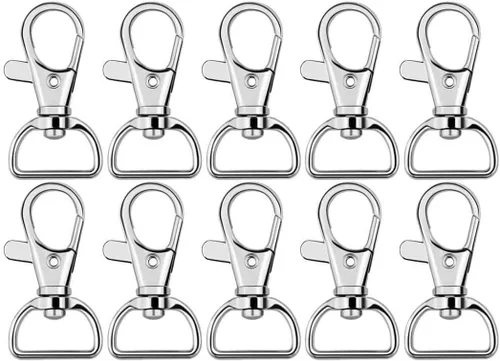 60 ganchos giratorios a presión, gancho giratorio de metal para llavero, suministros de manualidades, 1 pulgada (0.984 in) de ancho interior Plata