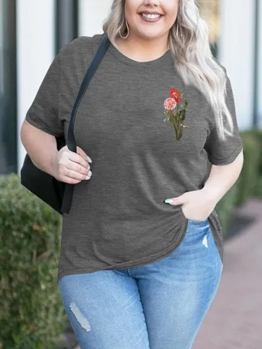 Miniatura 3 de Camiseta de verano para mujer, talla grande, con diente de león, manga corta, cuello redondo, holgada, casual
