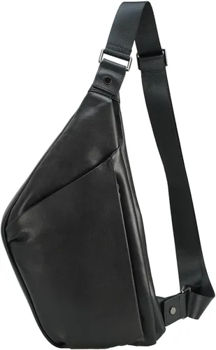Masa Kawa Mochila bandolera de cuero para hombres y mujeres de 7.9 pulgadas, bolsa de pecho ultra fina para ciclismo, senderismo, viajes, mochila