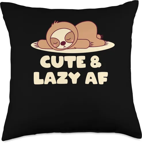 Miniatura 4 de Laziness Witty Animal Lover Sayings Funny Sayings Linda y perezosa almohada de humor con temática de perezosos divertidos, 16 x 16 pulgadas