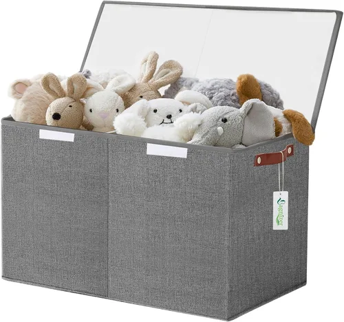 Miniatura 12 de Bagnizer Caja grande de almacenamiento de juguetes con tapas, organizador plegable y resistente de almacenamiento para bebés, para niños, niñas