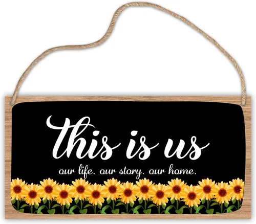 Miniatura 7 de Letrero colgante de madera para decoración de pared familiar, letrero con texto en inglés «Family Where Life Begins And Love Never Ends» (A01)