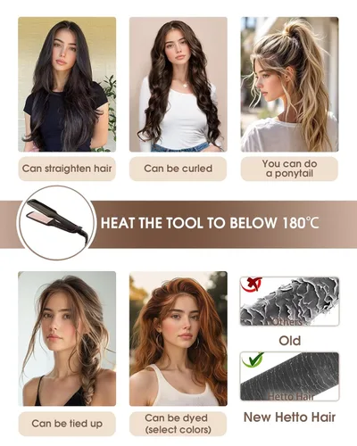 Miniatura 5 de Hetto Extensiones de cabello humano con nano cuentas, balayage, extensiones de cabello humano, color negro degradado a plateado, extensiones