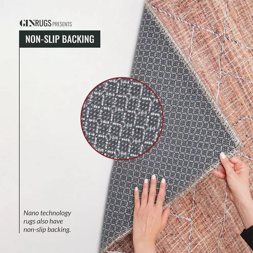 Miniatura 5 de GLN Rugs Vintage - Memphis - Alfombra lavable a máquina, oriental, antideslizante, de felpilla de pelo bajo, alfombra de entrada, pasillo, cocina