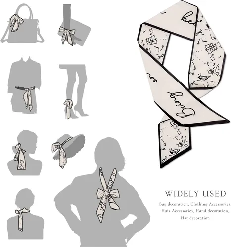 Miniatura 22 de Women's Designer Neckerchief Handbag Handle Ribbon Fashion Scarf Letter Printed Hair Tie