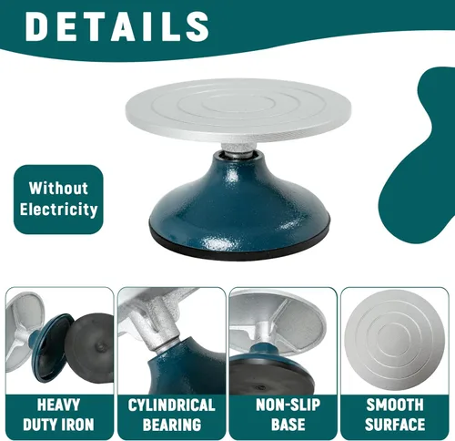Miniatura 5 de DUPDMKIN Rueda de bandas de metal de 7 pulgadas para cerámica, rueda de cerámica resistente para adultos con rodamientos de bolas, tocadiscos